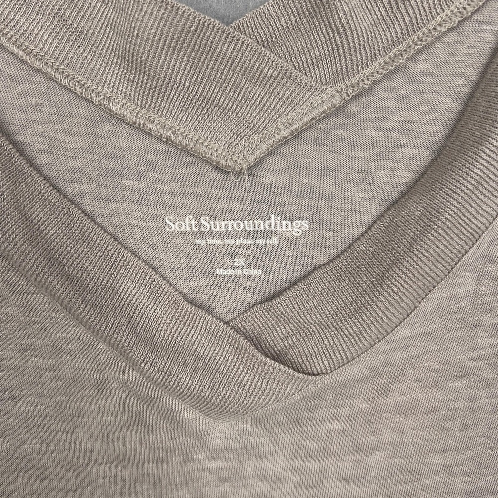 Soft Surroundings Shirt Womens 2X Beige Linen Slub Top Minimal Luxury Resort - Picture 4 of 12